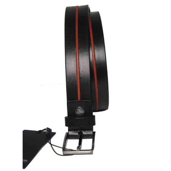 Roy Robson German Leather Belt Black Orange Men's Size 36 or 90cm - Picture 2 of 2